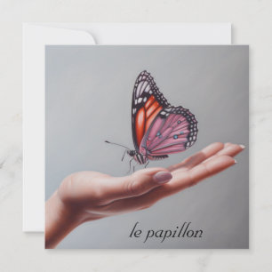 Cartes Pour Fêtes Annuelles Papillon rose à la main personnalisable