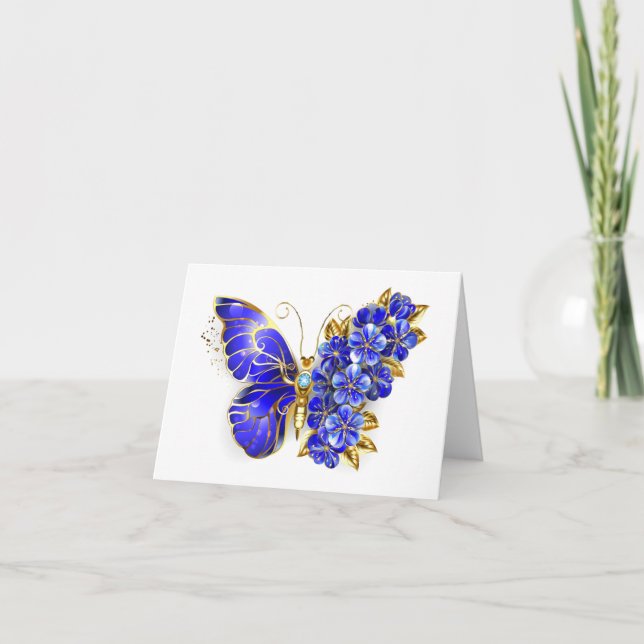 Cartes Pour Fêtes Annuelles Papillon saphir à fleurs (Devant)