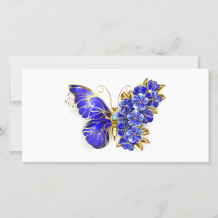 Cartes Pour Fêtes Annuelles Papillon saphir à fleurs