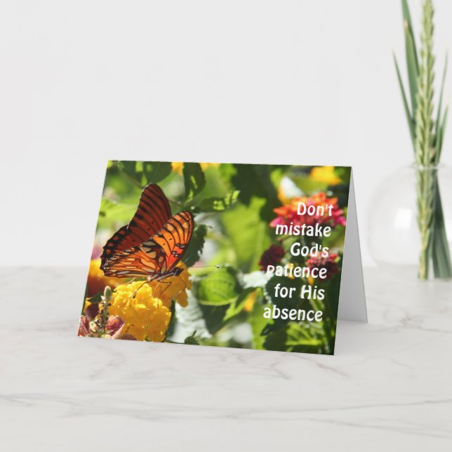 Cartes Pour Fêtes Annuelles Papillon sur Fleurs, Deutéronome Verse, Pâques (Devant)