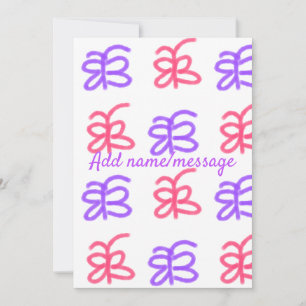 Cartes Pour Fêtes Annuelles Papillon violet rose doodle motif ajouter nom text