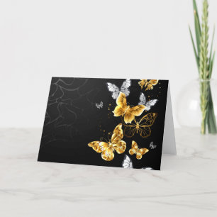 Cartes Pour Fêtes Annuelles Papillons blancs et dorés