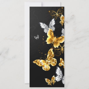 Cartes Pour Fêtes Annuelles Papillons blancs et dorés