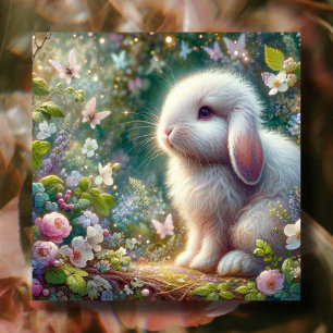 Cartes Pour Fêtes Annuelles Papillons de lapin de lop Eared Fleurs de printemp