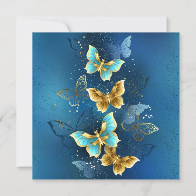 Cartes Pour Fêtes Annuelles Papillons d'or (Devant)