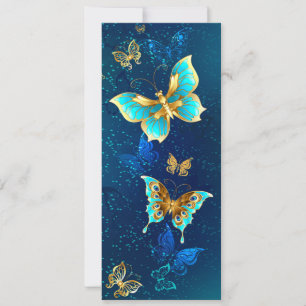 Cartes Pour Fêtes Annuelles Papillons d'or sur un Arrière - plan bleu