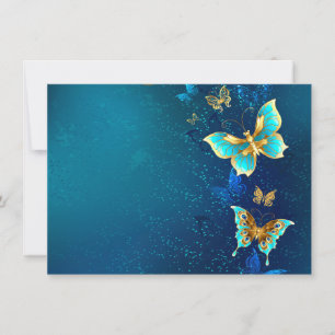 Cartes Pour Fêtes Annuelles Papillons d'or sur un Arrière - plan bleu