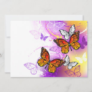 Cartes Pour Fêtes Annuelles Papillons Monarque sur Arrière - plan pourpre