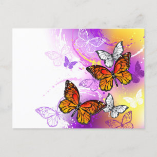 Cartes Pour Fêtes Annuelles Papillons Monarque sur Arrière - plan pourpre