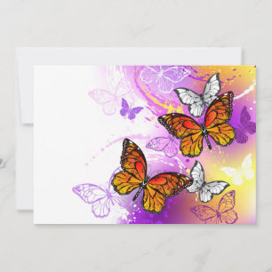 Cartes Pour Fêtes Annuelles Papillons Monarque sur Arrière - plan pourpre