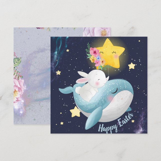Cartes Pour Fêtes Annuelles Pâques adorables (Devant / Derrière)