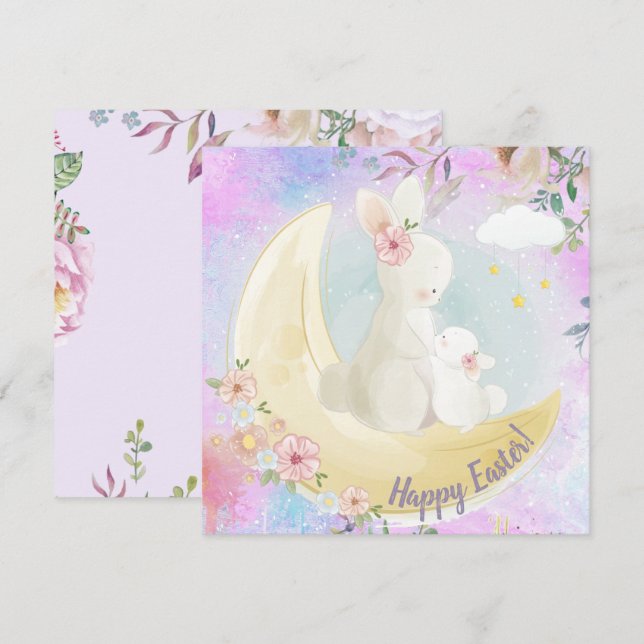 Cartes Pour Fêtes Annuelles Pâques adorables (Devant / Derrière)