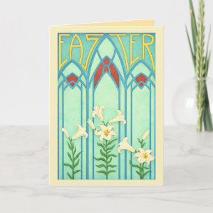 Cartes Pour Fêtes Annuelles Pâques Art Nouveau avec lis blancs