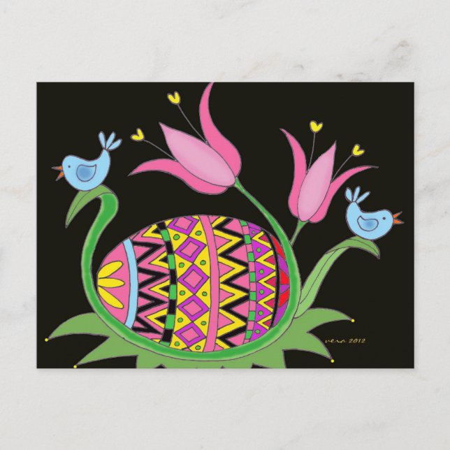 Cartes Pour Fêtes Annuelles Pâques Bénédiction de l'art populaire ukrainien (Devant)
