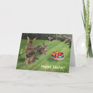 Cartes Pour Fêtes Annuelles Pâques Cat-Bunnies ; -) 😽 🐰