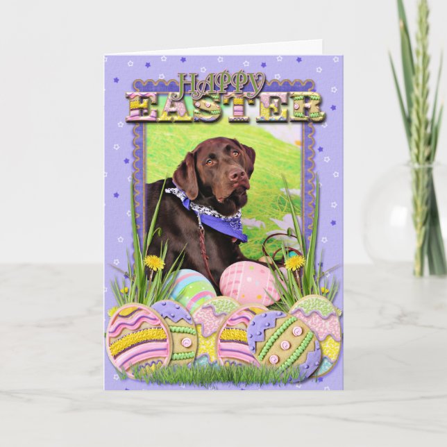 Cartes Pour Fêtes Annuelles Pâques - chocolat Labrador - Hershey (Devant)