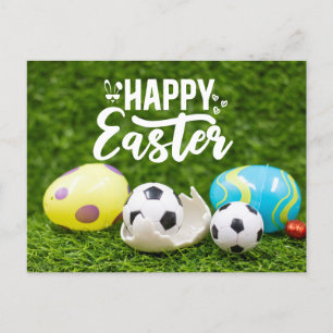 Cartes Pour Fêtes Annuelles Pâques de football avec boule et oeufs
