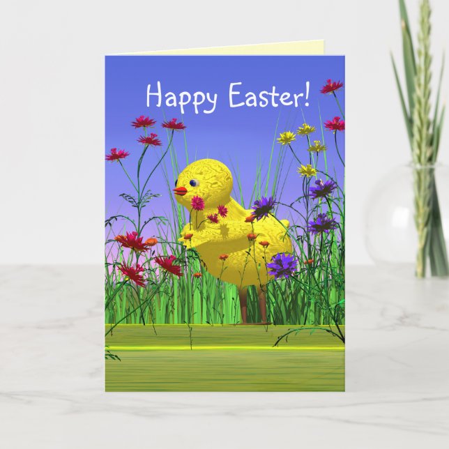 Cartes Pour Fêtes Annuelles Pâques du printemps poulet (Devant)