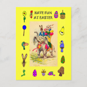 Cartes Pour Fêtes Annuelles Pâques - Eléphant qui livre des oeufs