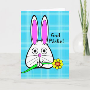 Cartes Pour Fêtes Annuelles Pâques en danois, Dieu Påske, lapin et fleur