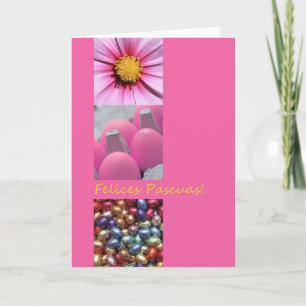 Cartes Pour Fêtes Annuelles Pâques espagnol saluant collage rose