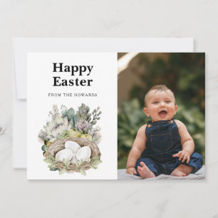 Cartes Pour Fêtes Annuelles Pâques Floral Élégant Moderne Photo Joyeuses Pâq