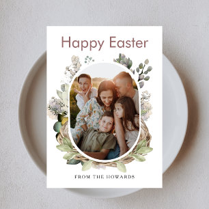 Cartes Pour Fêtes Annuelles Pâques Floral Élégant Moderne Photo Joyeuses Pâq