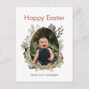 Cartes Pour Fêtes Annuelles Pâques Floral Moderne Élégant Photo Joyeuses Pâq