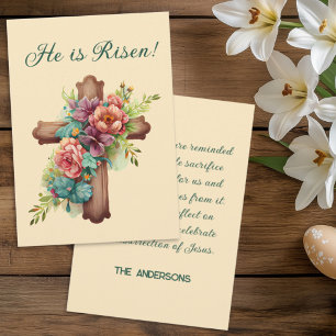 Cartes Pour Fêtes Annuelles Pâques "Il est ressuscité" avec texte personnalisa