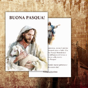 Cartes Pour Fêtes Annuelles Pâques italienne catholique Buona Pasqua Jésus