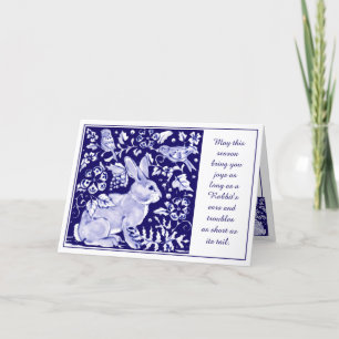 Cartes Pour Fêtes Annuelles Pâques Joie Rabbit Bleu Inspiration Delft Dedham