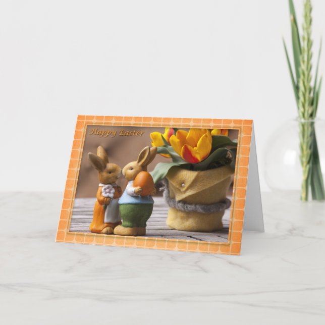Cartes Pour Fêtes Annuelles Pâques - Joyeux Bunny-Couple de Pâques (Devant)