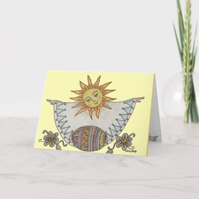 Cartes Pour Fêtes Annuelles Pâques lever de soleil ukrainien art populaire ukr (Devant)