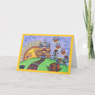 Cartes Pour Fêtes Annuelles Pâques lever de soleil ukrainien art populaire ukr