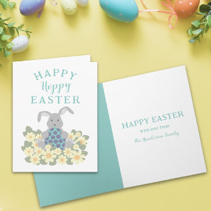 Cartes Pour Fêtes Annuelles Pâques Personnalisé Hoppy Joyeux Lapin Mignon Flor