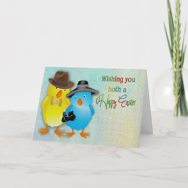 Cartes Pour Fêtes Annuelles Pâques - Pour vous deux - Poussins habillés (Devant)