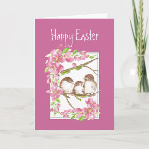 Cartes Pour Fêtes Annuelles Pâques, Printemps, Fleur de cerisiers, Éperviers, 