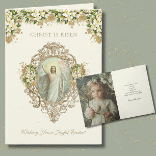 Cartes Pour Fêtes Annuelles Pâques Religieux Résurrection Photo Florale