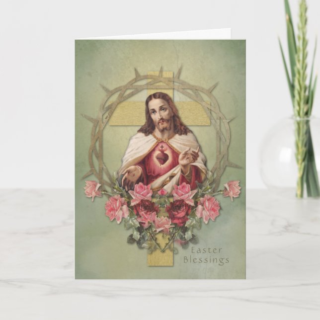 Cartes Pour Fêtes Annuelles Pâques Résurrection religieuse Jésus Prière (Devant)