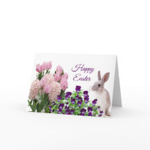 Pâques rose violet fleurs printemps lapin
