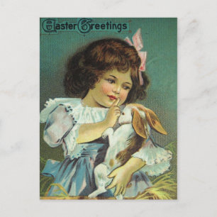 Cartes Pour Fêtes Annuelles Pâques Salutations Girl Baby Bunny Naughty