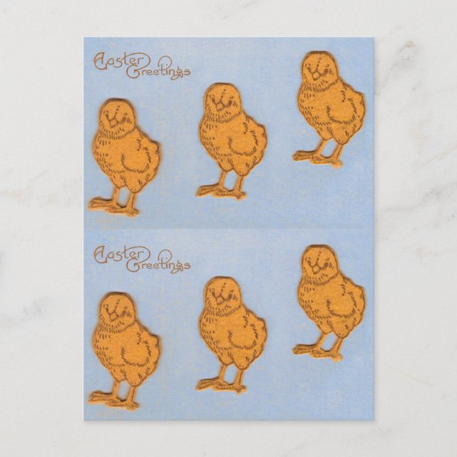 Cartes Pour Fêtes Annuelles Pâques Salutations poussins en Bleu (Devant)
