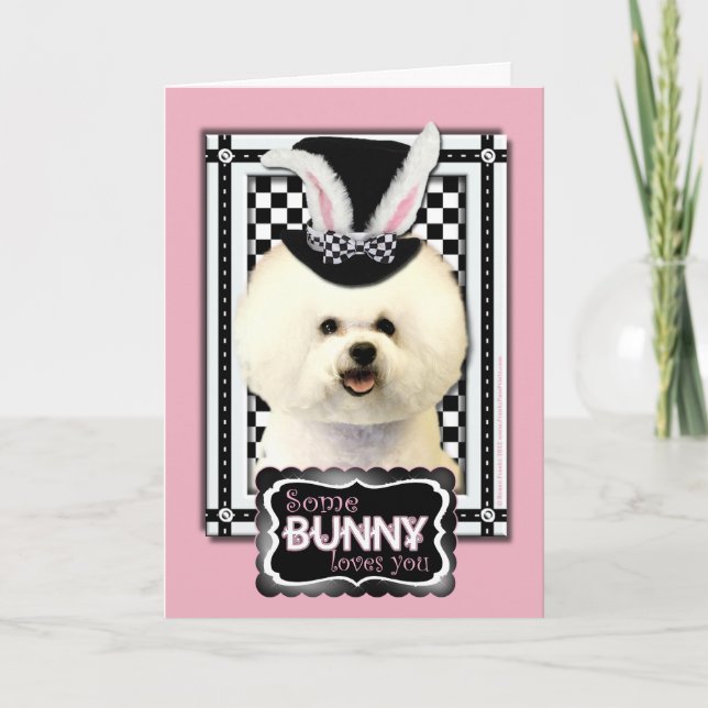 Cartes Pour Fêtes Annuelles Pâques - un certain lapin vous aime - Bichon Frise (Devant)