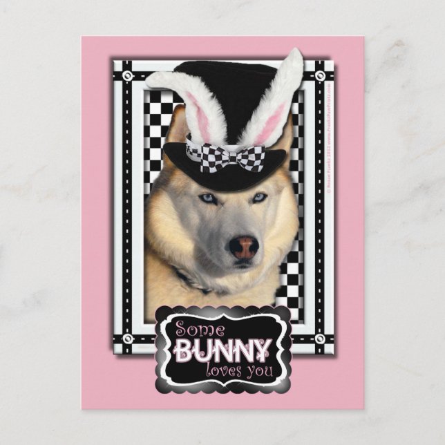 Cartes Pour Fêtes Annuelles Pâques - Un Lapin Vous Aime - Husky (Devant)