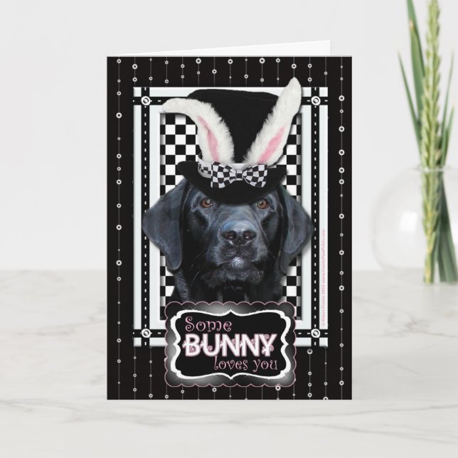 Cartes Pour Fêtes Annuelles Pâques - Un lapin vous aime - Labrador - Noir (Devant)