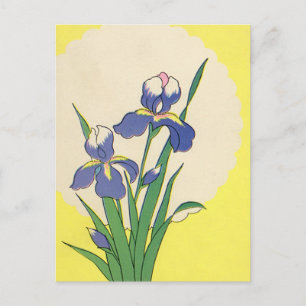 Cartes Pour Fêtes Annuelles Pâques vintage, fleurs d'iris de jardin violettes