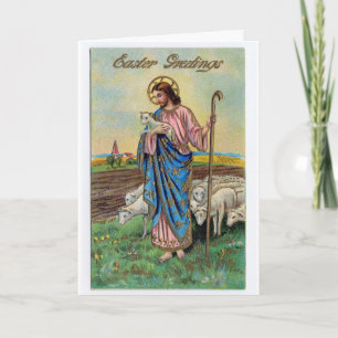 Cartes Pour Fêtes Annuelles Pâques vintages - Christ Pasteur,