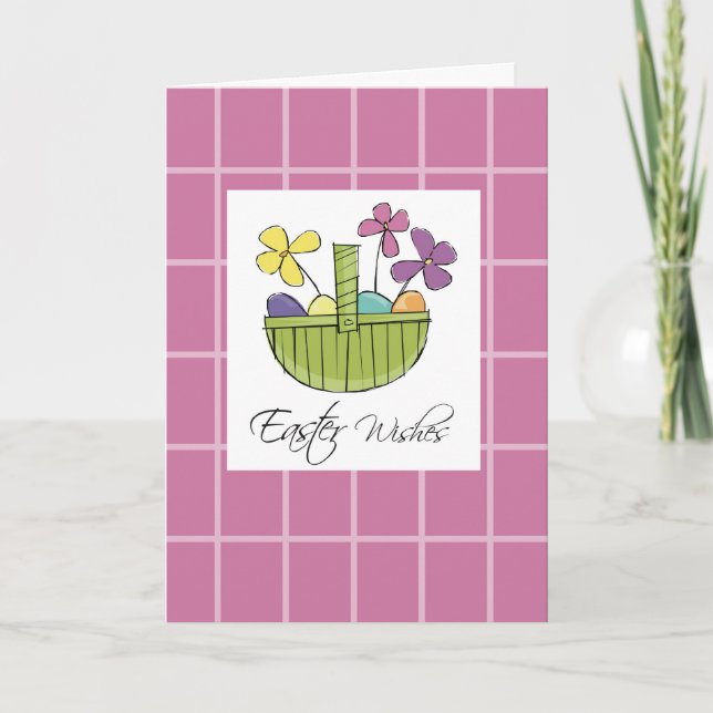 Cartes Pour Fêtes Annuelles Pâques voeux Panier (Devant)