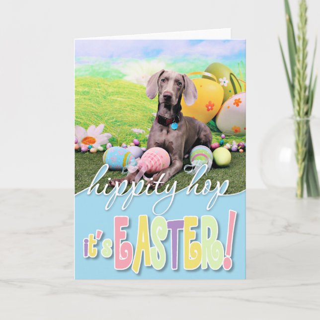 Cartes Pour Fêtes Annuelles Pâques - Weimaraner - Ben (Devant)