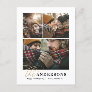 Cartes Pour Fêtes Annuelles Paquet or vert plaid multi photo grâces